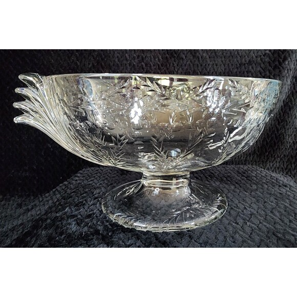 Rock Sharpe Crystal Anniversary Fruit Bowl – Elegant Glass Centerpiece, 1940s - Picture 7 of 15